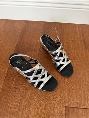 Kenneth Cole Silver Strappy Slingback Heels